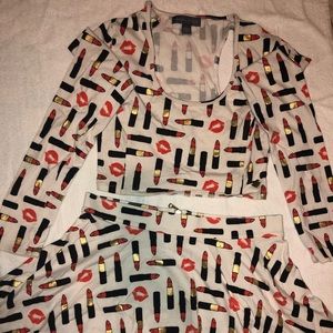 Two piece. Lipstick print
